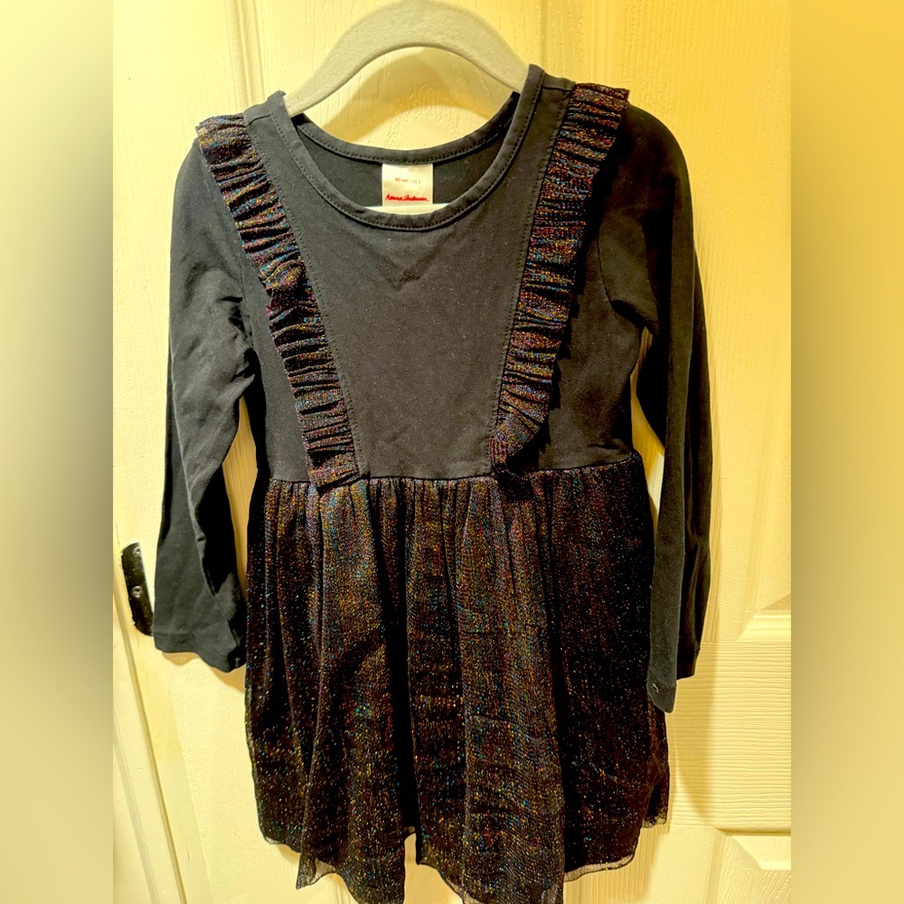 Hanna Andersson Black Long Sleeve Top with Ruffle Details